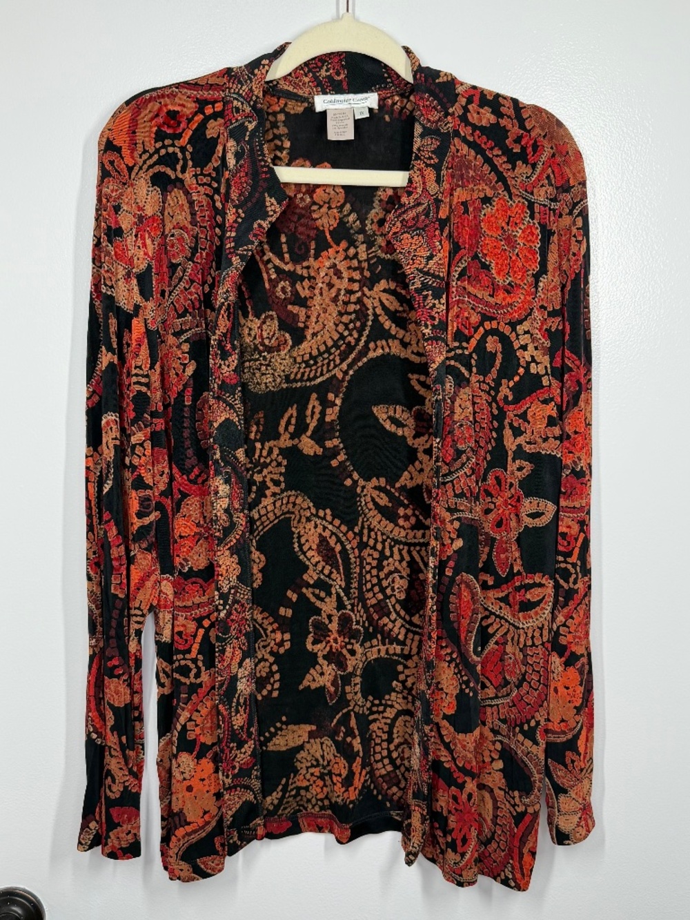 Coldwater Creek Paisley Open Cardigan Sweater Plus Size 1X Travel, Boho